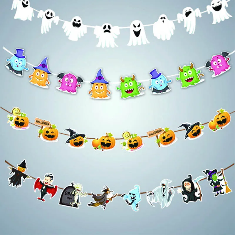 8 шт. декоративный баннер для Хэллоуина мультфильм роспись тыква призрак ведьма