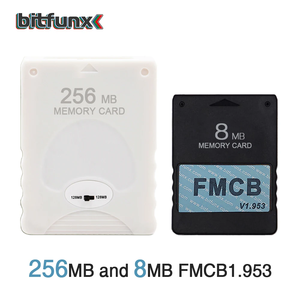 Карта памяти Bitfunx 256MB Save Game Data Stick модуль для Sony PlayStation 2 PS2 черный белый цвет пустая