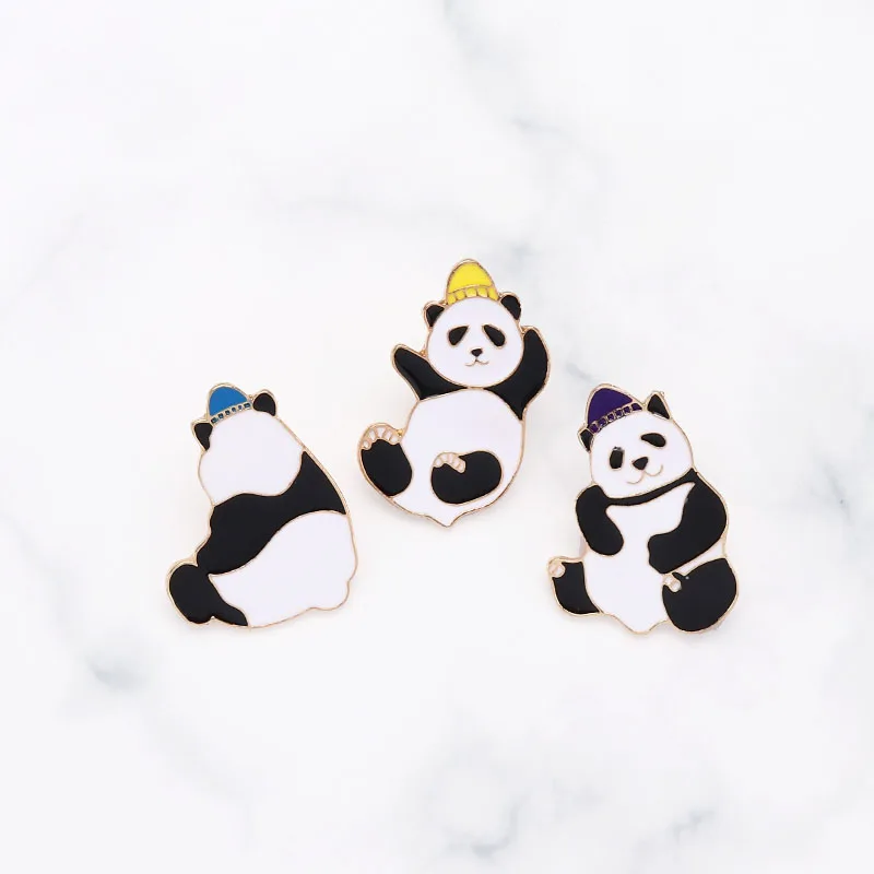 Шляпы панды булавки забавная панда Броши отворот булавка джинсовая рубашка