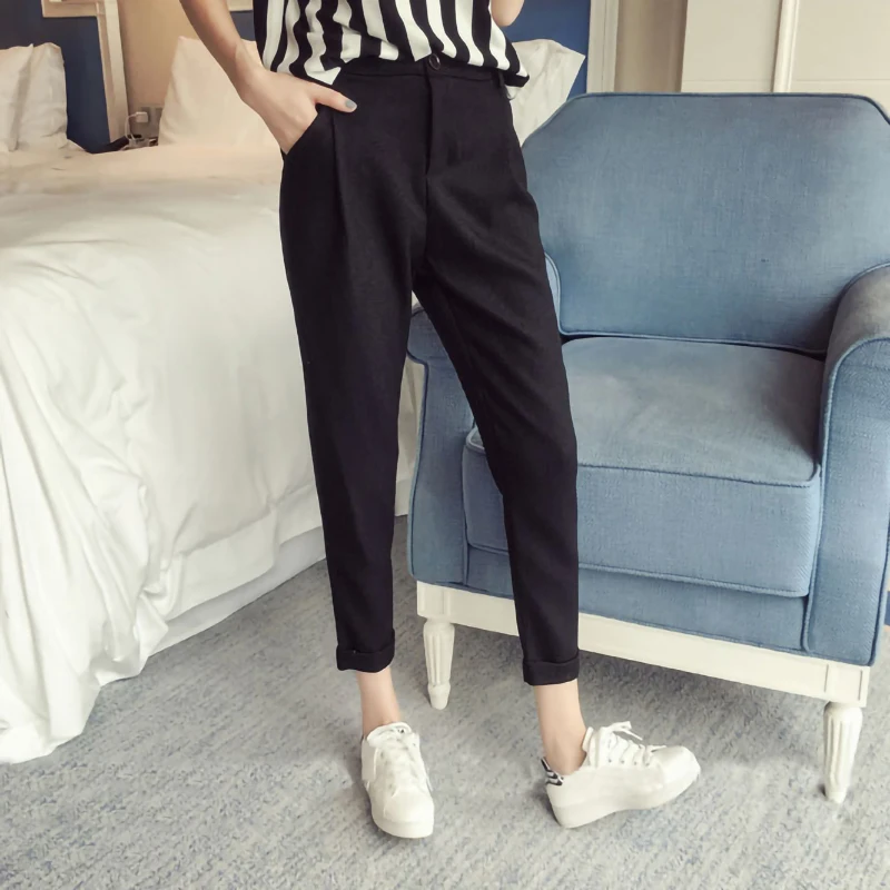 Брюки-карандаш женские черные офисные элегантные с карманами длиной до