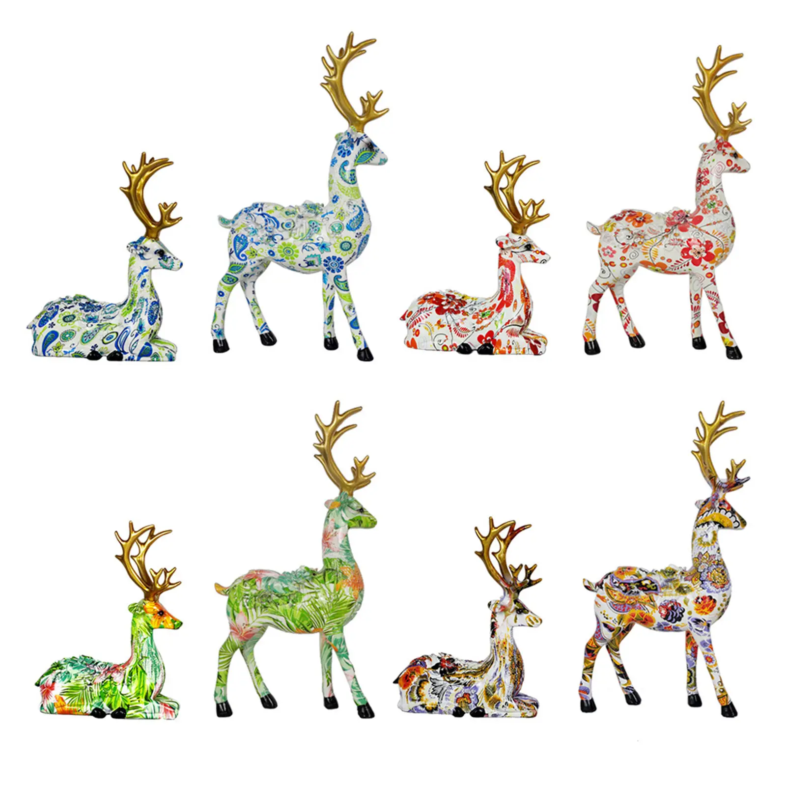 

2Pcs Creative Elk TV Decor Animal Deer Statues for Indoor Christmas Housewarming