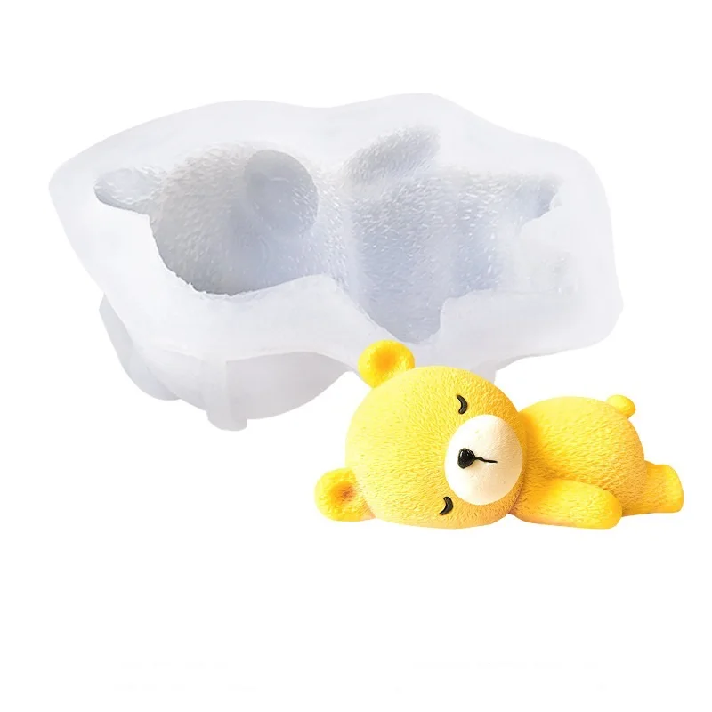 

New Cute Sleeping Bear Silicone Mousse Cake Mold for Birthday Wedding Reunion Ice Cream Mold for French Dessert Decoration