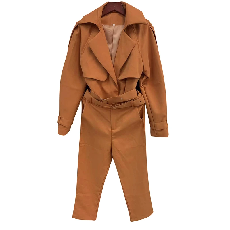 Женские брюки набор высокая уличная короткая куртка пальто и с высокой талией