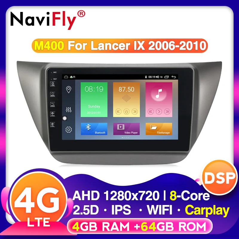 Автомагнитола 2DIN 4G Wi Fi IPS DSP 9 дюймов Android 10 GPS навигация для Mitsubishi lancer ix 2006 2010 с