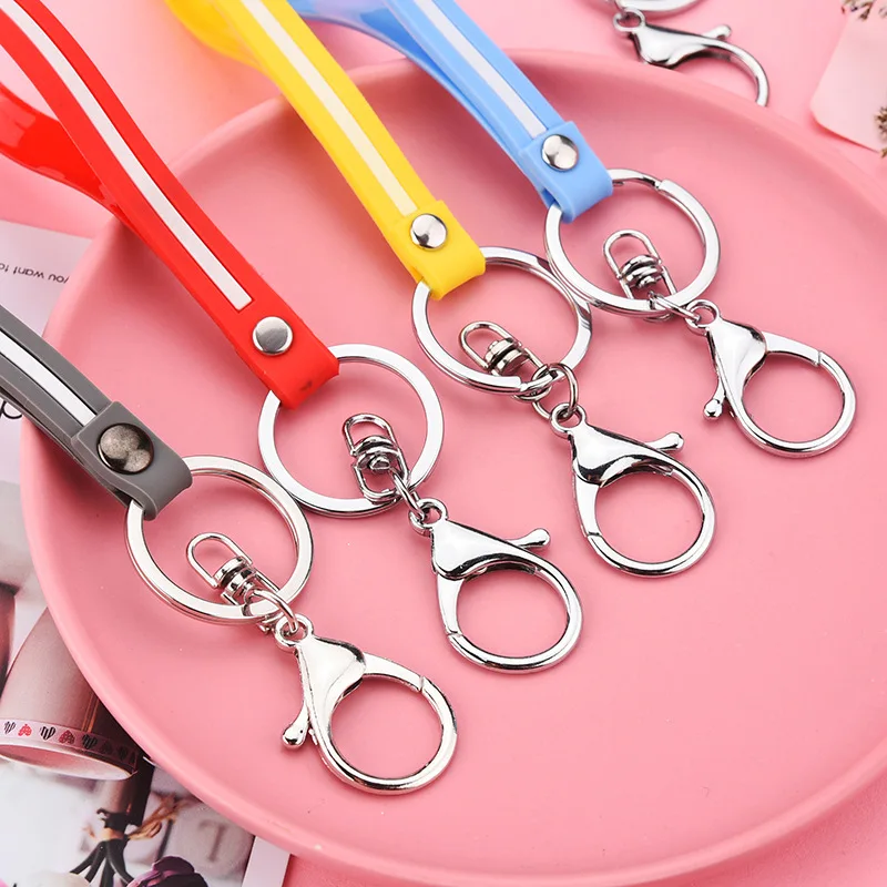 Креативный цветной кожаный брелок в полоску мягкий резиновый из ПВХ подвеска