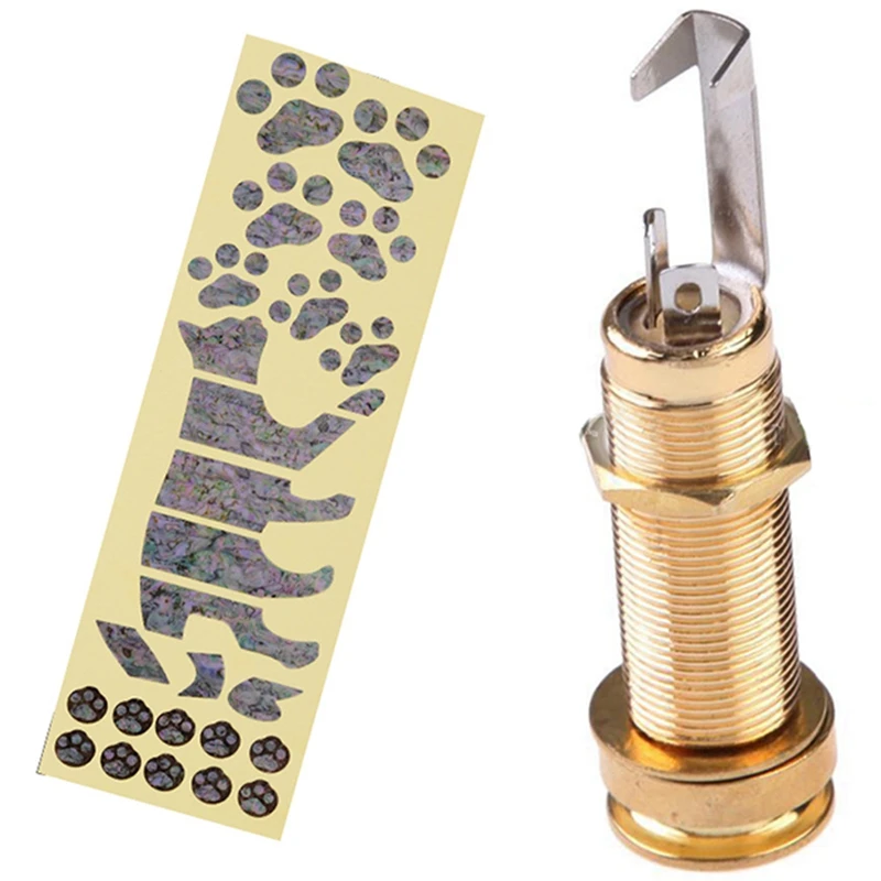 

1 шт. 1/4 дюйма моно входной выходной разъем и 1 шт. наклейки на гриф наклейка отпечаток кошачьей лапы/кошачьи лапы