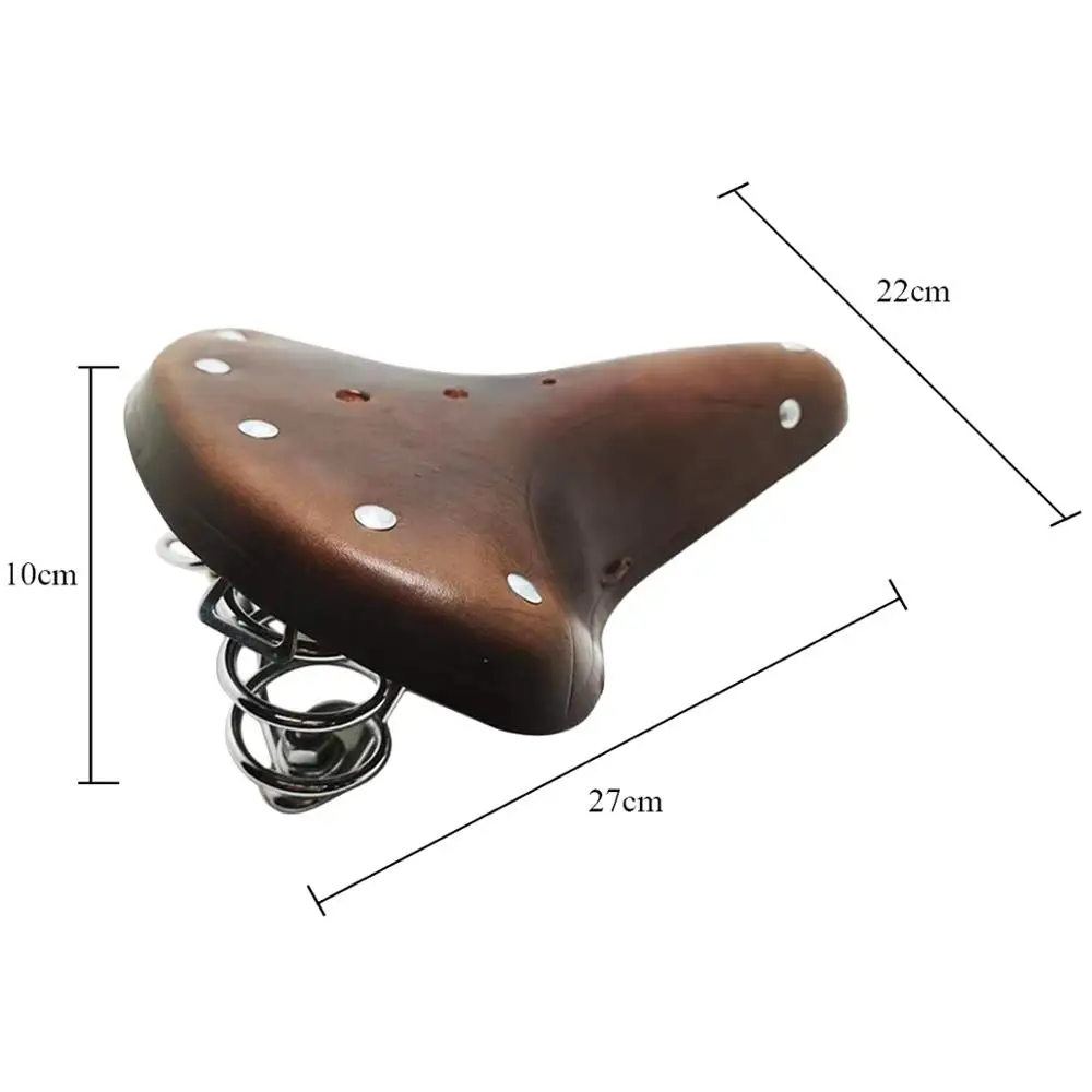 

Leather Dark Brown Bicycle Cushion Double-spring Retro Seat Saddle Front Seat Mat For Bike Bicycle Accessories For Road Bicycle