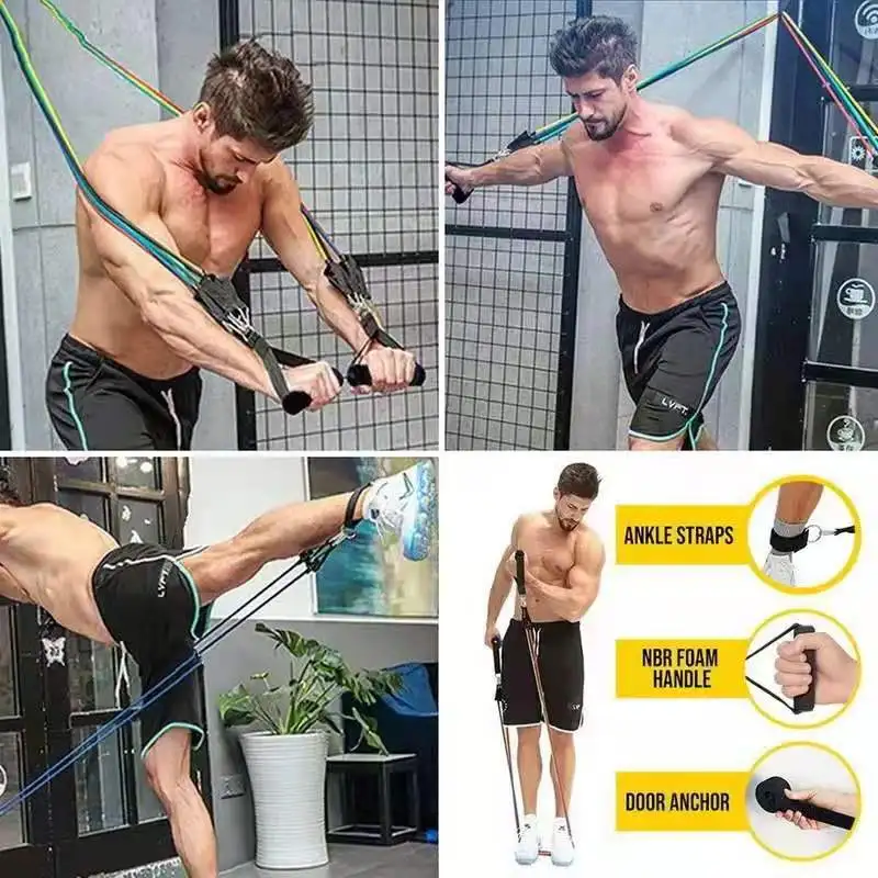 

Resistance Bands Set Exercise Bands with Door Anchor Legs Ankle Straps for Natural latex Physical Therapy Home Workouts