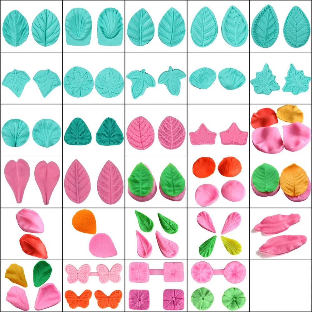 Силиконовая 3D форма для цветов листьев помадки|Наборы кондитерских насадок| |