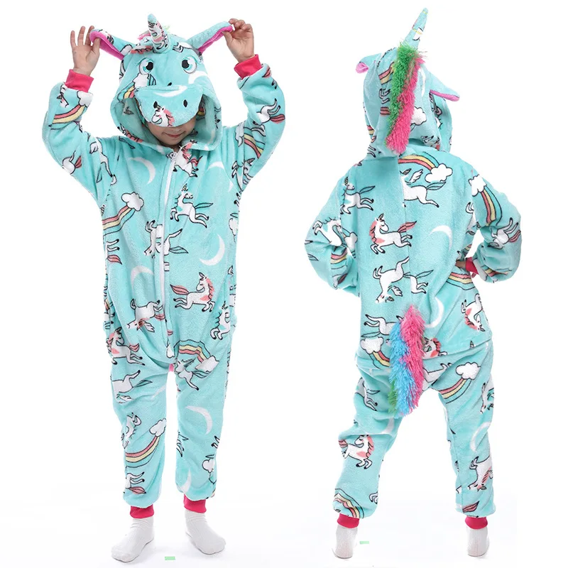Autumn Stitch Kids Pajamas Unicorn For Children Animal Cartoon Blanket Baby Costume Winter Boys Girls Licorne onepiece |