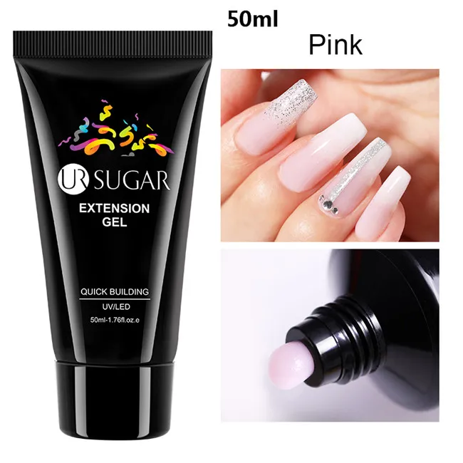 50ml 1 UR SUGAR Nail Art поли УФ-лак Френч для ногтей строитель ограничителей желе Полиакриловый гель Слип решения Clearnser Plus для удаления - Цвет: 50ml 1