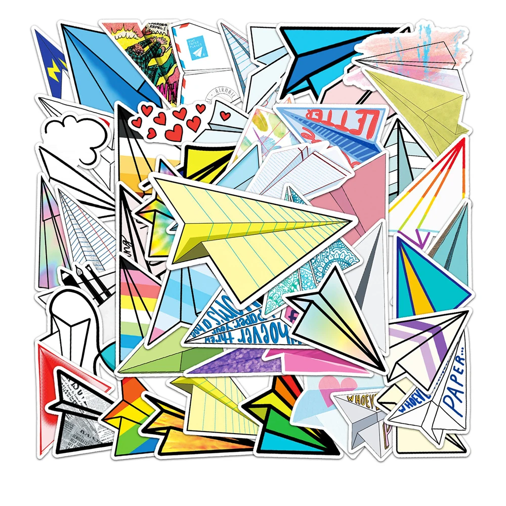 

10/30/50PCS Paper Airplane Creative Personality Graffiti Sticker Laptop Phone Guitar Car Gift Toy Waterproof Sticker Wholesale