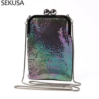 small day clutch with sequined candy color soft phone pocket money bags with chain shoulder evening bags