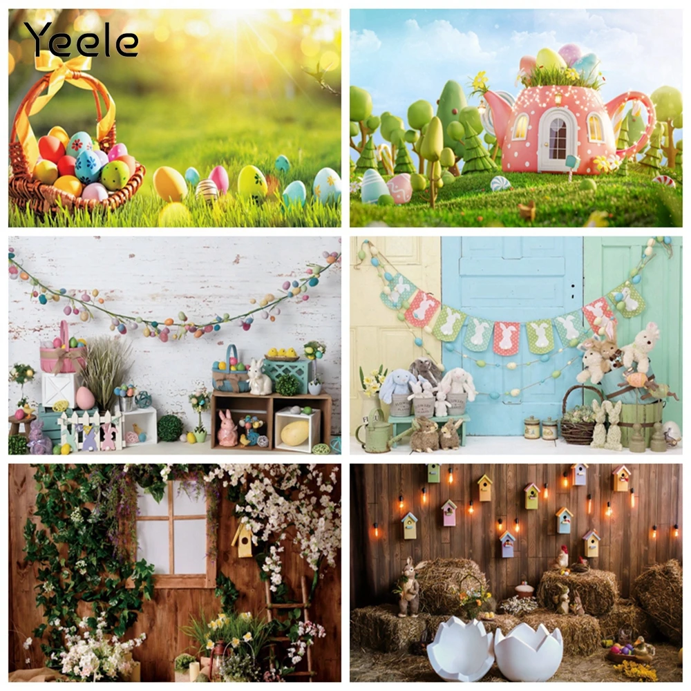 Счастливая Пасха Весна яйца пастбища природа сцена Детские портретный фон для