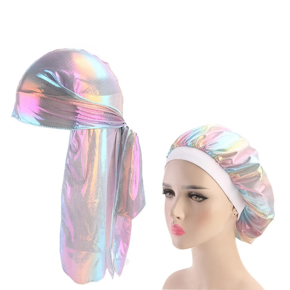 Новинка мужская блестящая шелковая бандана Durag головные уборы красочная широкая