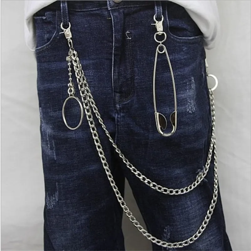 Металлическая цепочка кошелек унисекс в стиле панк мужской брелок для ключей с