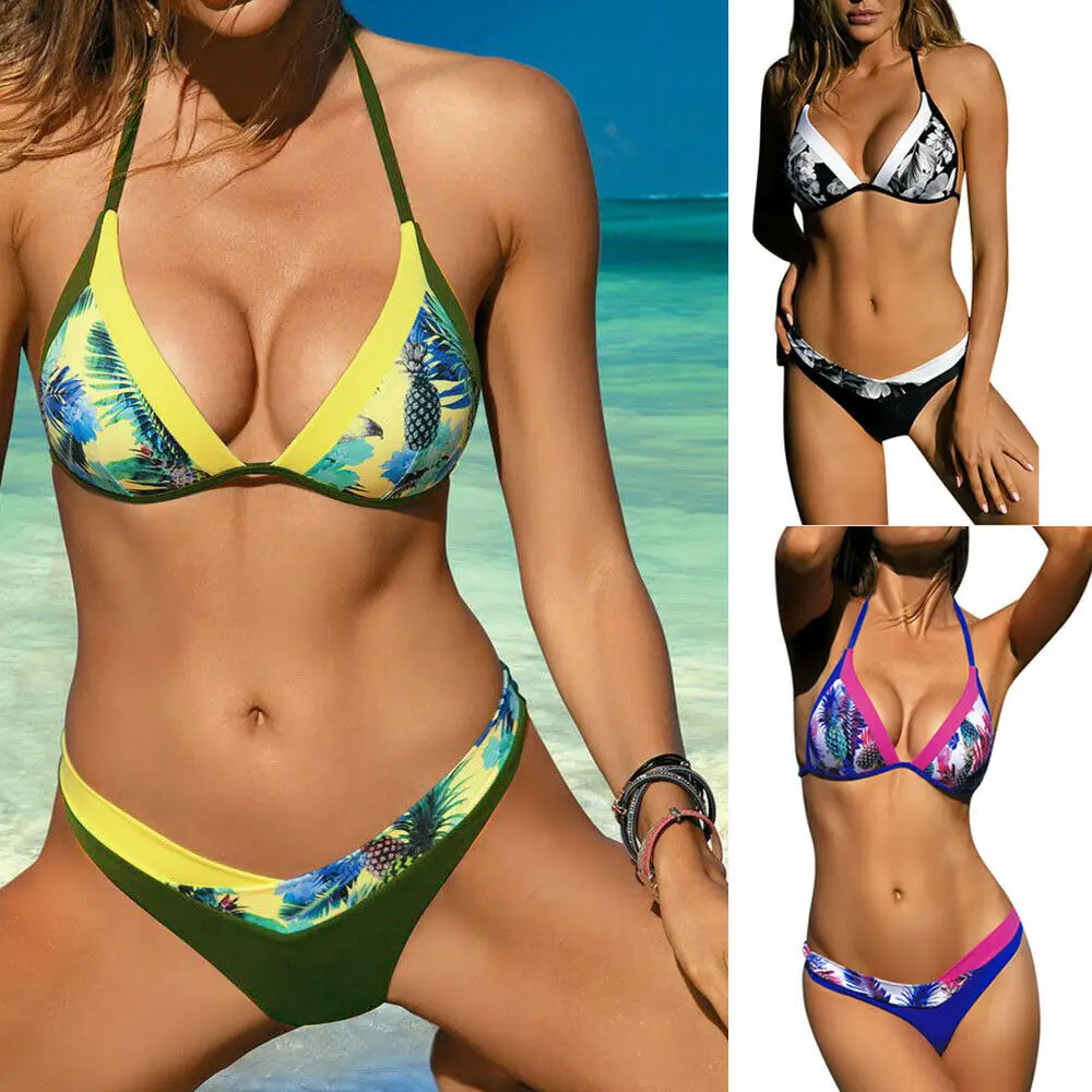 

Женский купальный костюм пуш-ап с бисером и подкладкой