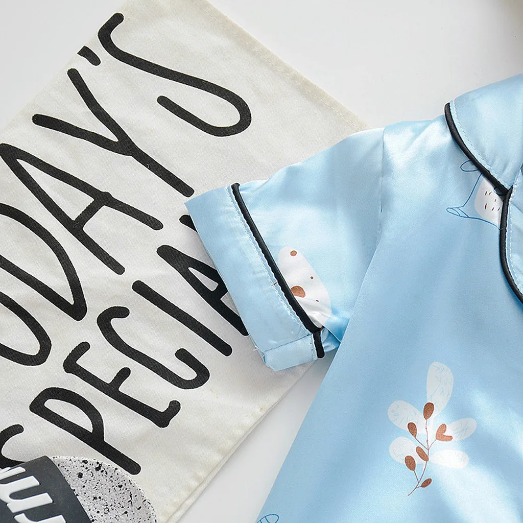 Kids Summer Clothes Toddler Baby Boys Girls Cartoon Pajamas Sleepwear T shirt Shorts Roupa Infantil Children Sets | Детская одежда и