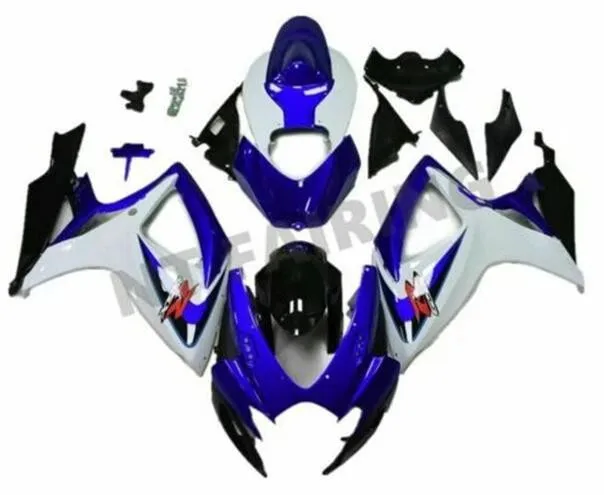 

Новый послепродажный АБС мотоцикл обтекатель комплект подходит для Suzuki GSX-R 600 750 k6 k7 GSXR 2006 2007 06 07 кузова Комплект синего и белого цвета