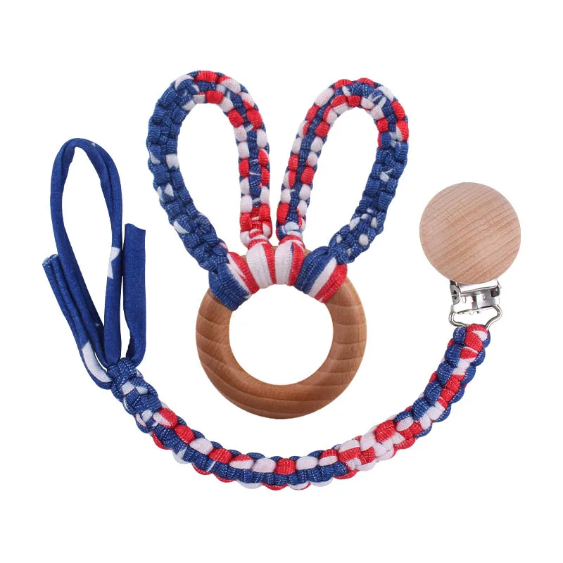 

DIY Creative Baby Beech Nipple Clip Pure Hand Woven Cotton Rope Toy Mixed Color Toddler Teether Newborn Anti Chain Gum Set