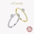 Ailmay классические кольца из стерлингового серебра 925 пробы с блестящим прозрачным цирконием золотого цвета для женщин ювелирные изделия для свадебных помолвок