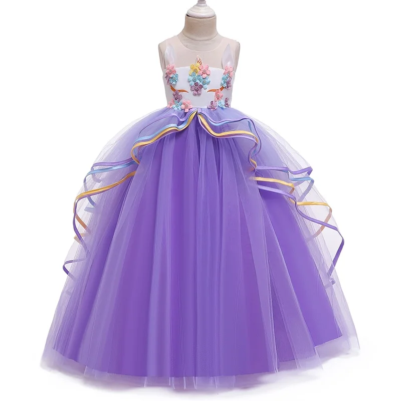 5 8 10 12 14T Unicorn Girls Dress Baby Kids Wedding Party Princess Pageant Children Costume Clothes Vestidos Infantil | Детская одежда