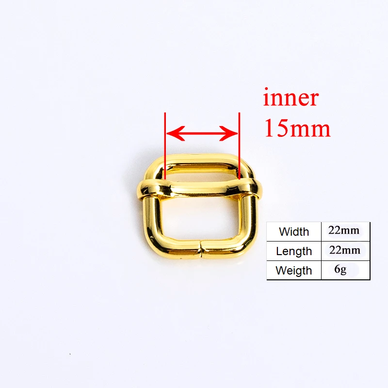 15 мм Желто-золотистый (металлическая пряжка + Регулируемая D-кольцо металлическая
