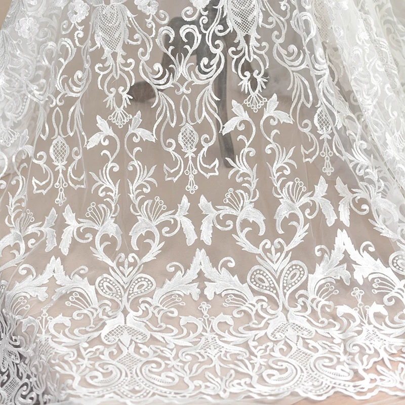 

Latest High Quality French Lace Fabric Wedding 130*1yard/Piece Off White Bridal Gown Lace