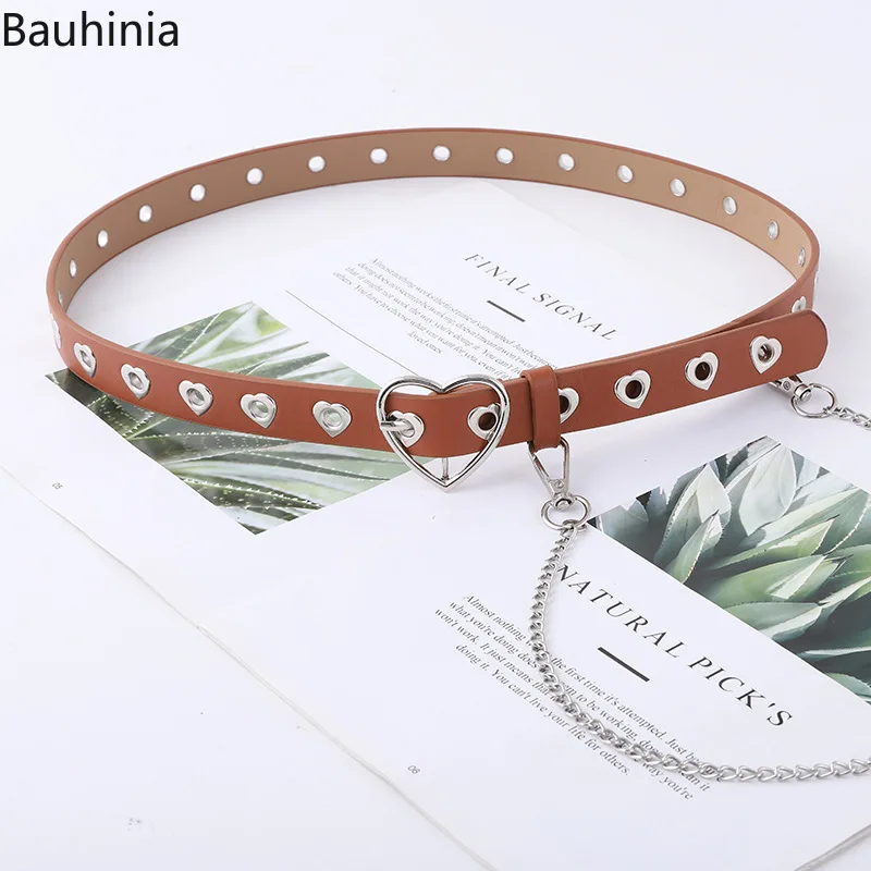 

Fashion Women Punk Chain Belt Ladies Adjustable Single Row Hole Eyelet Jeans Waistband with Eyelet Chain Decorative Belts