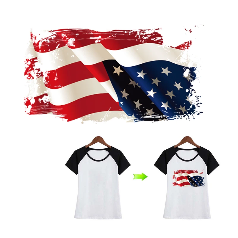 Наклейки сделай сам с флагом США термопереводные патчи железом для одежды