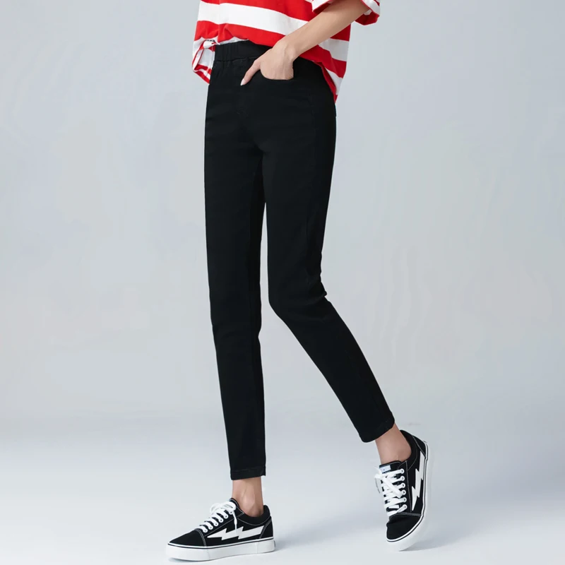 

Women's Elastic High Waist Skinny Jeans Plus Size 5XL 6XL Fashion Women Black Blue Pocket Mom Jeans Skinny Stretch Denim Pants