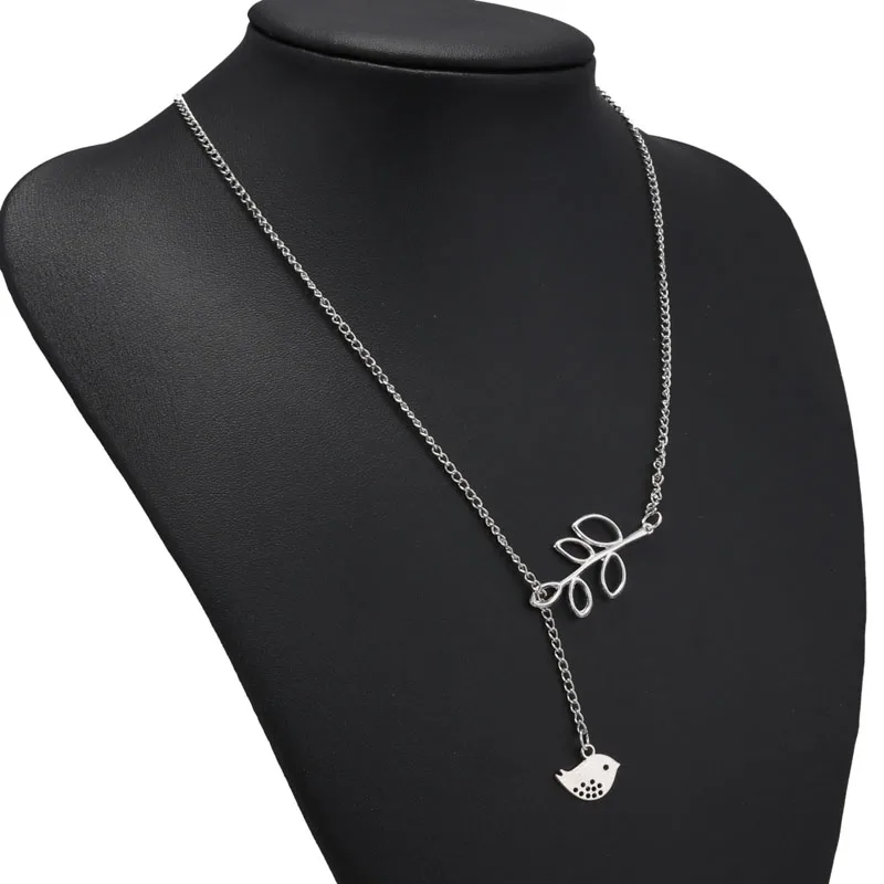 

Fashion Leaf Bird Pendants Necklace Chokers For Women Jewelry Silver Chain Chocker Leaf Necklace Concise OL Necklaces Jewelry