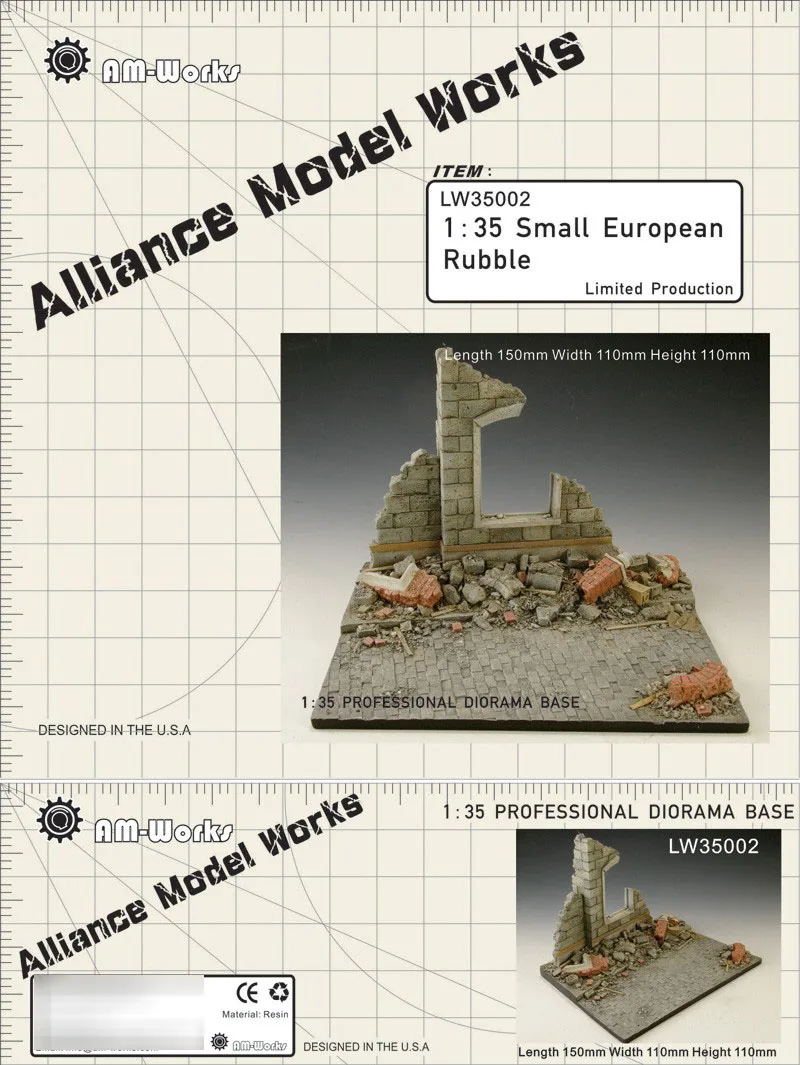 Модель 1/35 года из смолы маленькая Европейская резиновая основа Диона (без