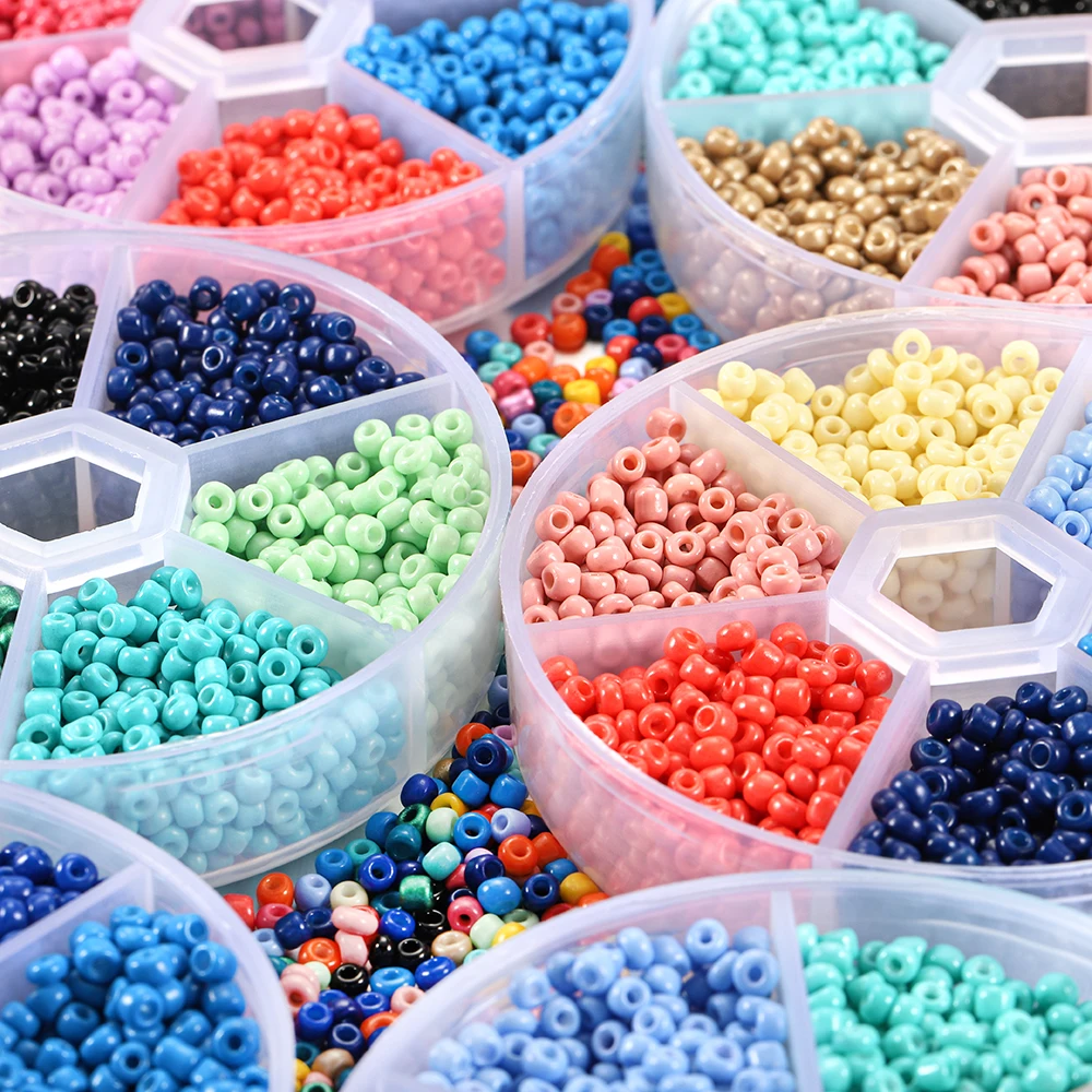 

1Box 3mm Czech Glass Seed Beads Belt Box Set Charm Rondelle Spacer Beads for DIY Bracelet Necklace Jewelry Making Supplies