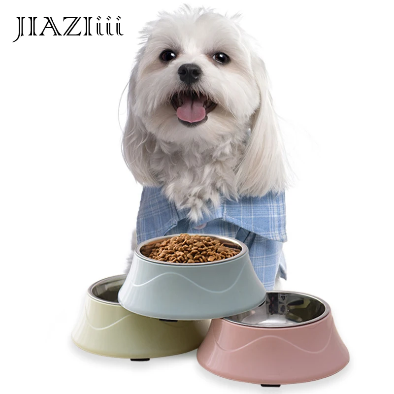 

JIAZIiii Dual Purpose Dog Bowl Creative Removable Stainless Steel Pet Feeder Drink Water Dish Non-slip Cat Feeding Food Supplies