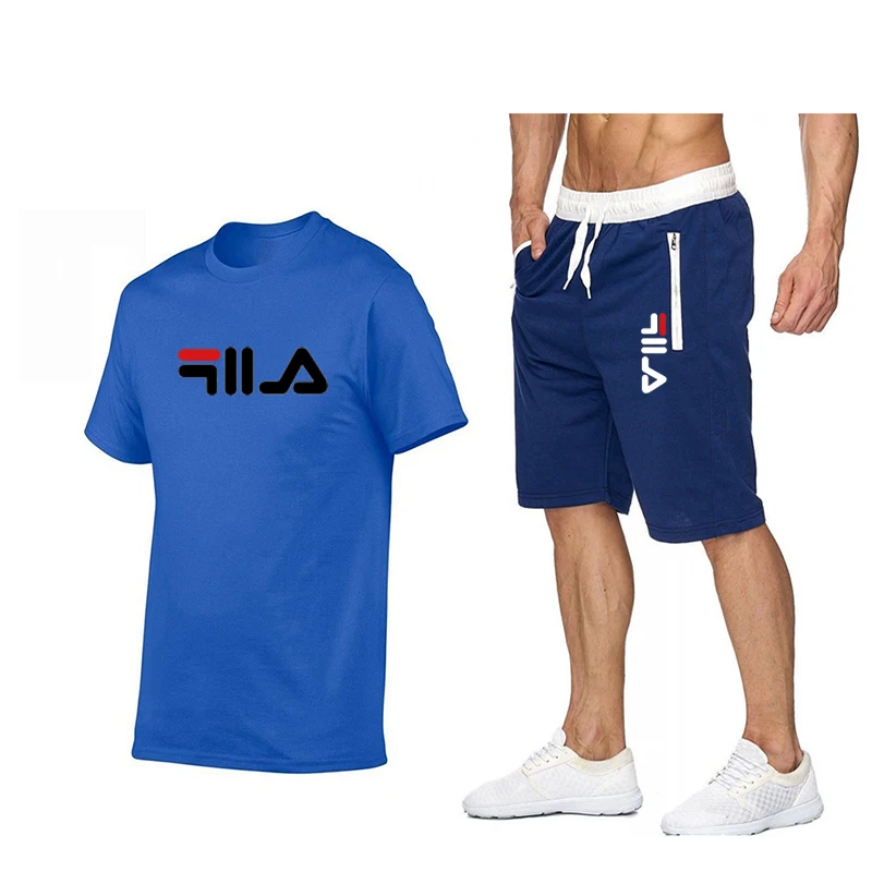 

New casual men's sportswear summer men's suit fitness suit sports suit short-sleeved T-shirt shorts quick-drying 2-piece set