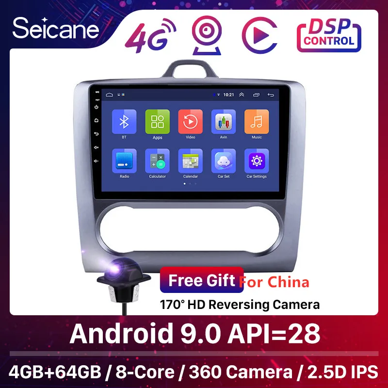 

Seicane Android 9.0 4+64GB GPS Navi Car Stereo For 2004 2005-2011 Ford Focus Exi AT 2 DIN 9 Inch Touchscreen Quad-core Car Radio