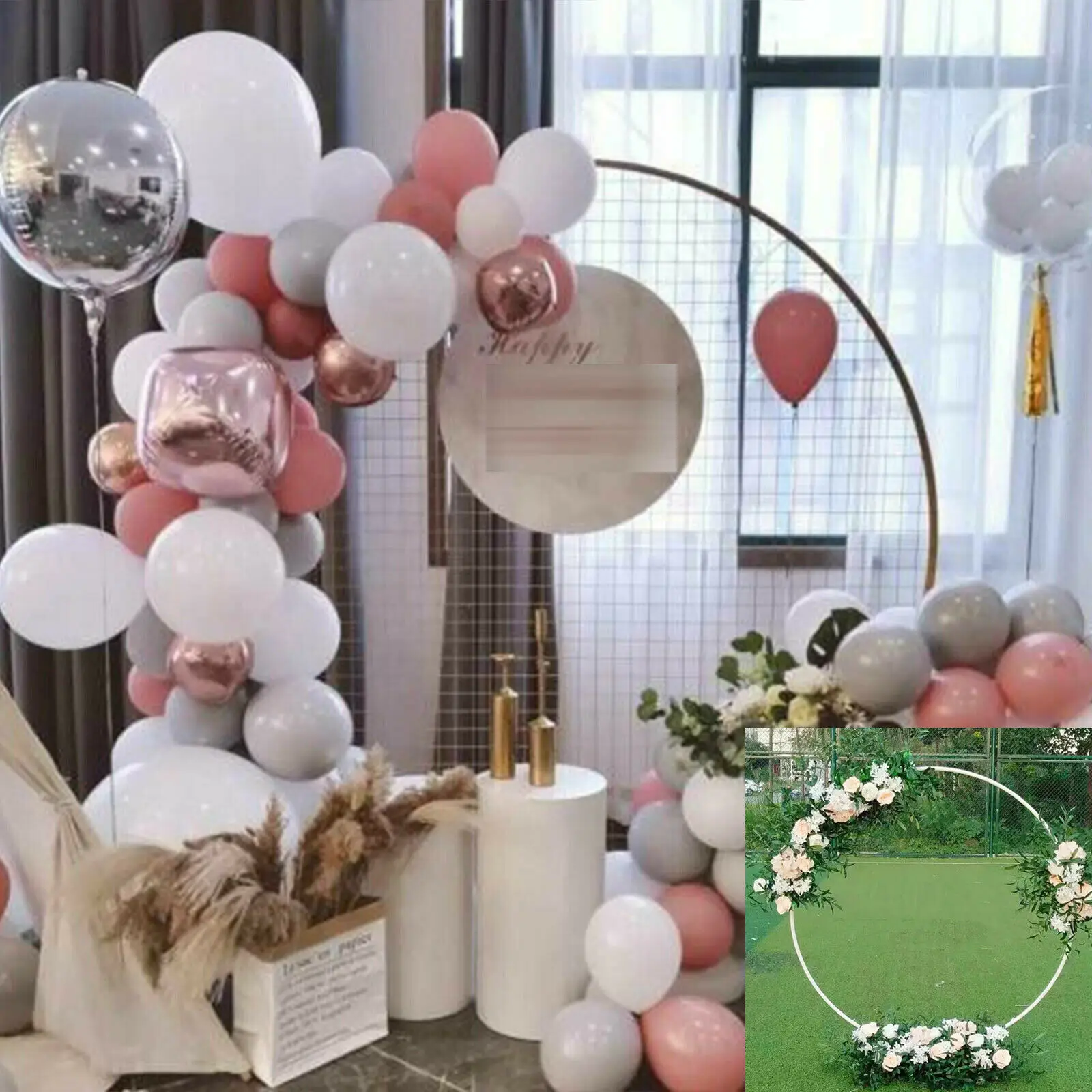 

Свадебная АРКА 1,5/2 м круглая стойка для фона со съемной сеткой для украшения дня рождения Золотой/белый цветок стойка для воздушных шаров