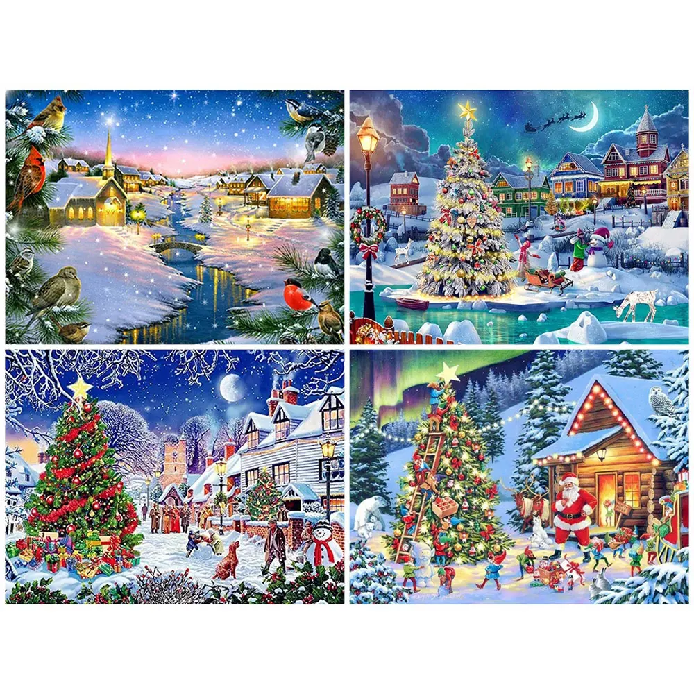 

алмазная вышивка полная вышивка крестом наборы декор для дома картина Алмазная живопись 5D "сделай сам", зимняя Рождественская яркая декорат...