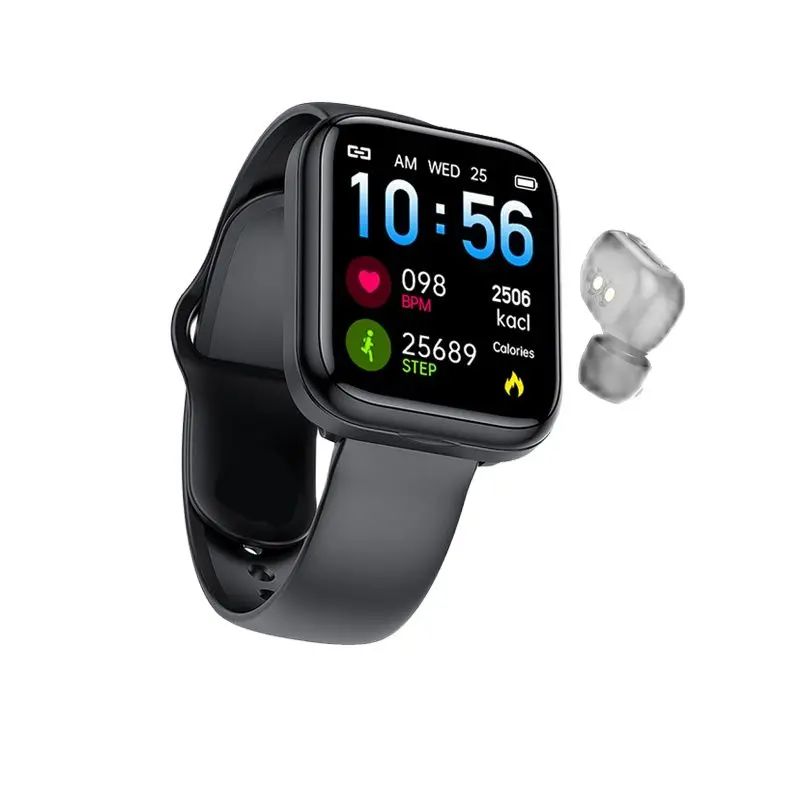 Smart Watch Bluetooth Headset Wireless Earphones Two in one 1.54inch Call Music Sport Band