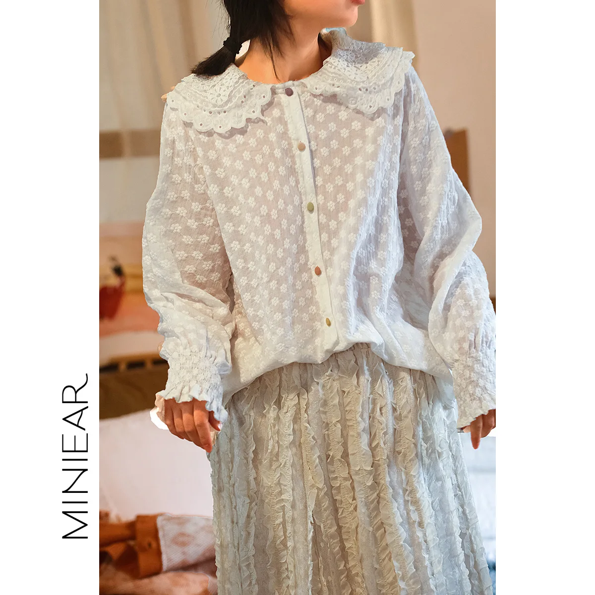 Женская рубашка в стиле мори Повседневный Кардиган на пуговицах универсальная