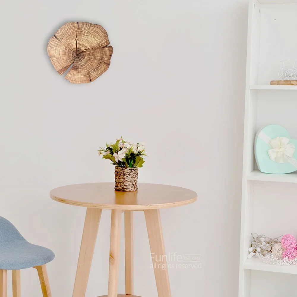 Современные короткие настенные часы DIY Короткие классические деревянные акриловые часы Современные европейские деревянные зернистые стильные круглые бесшумные часы для гостиной спальни