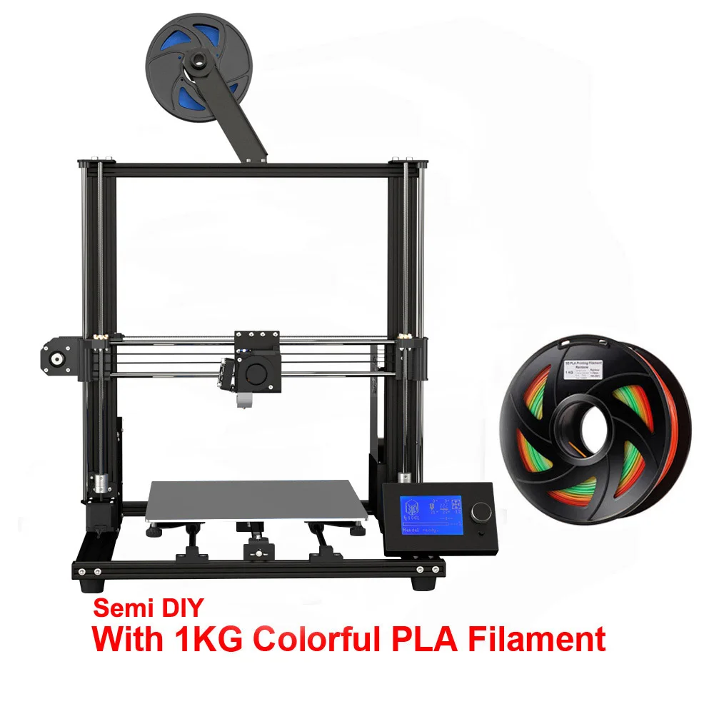 NEW Anet A8 Plus Upgraded High-precision DIY 3D Printer Self-assembly 300*300*350mm Large Print Size Aluminum Alloy Frame - Цвет: Semi DIY add 1KG PLA