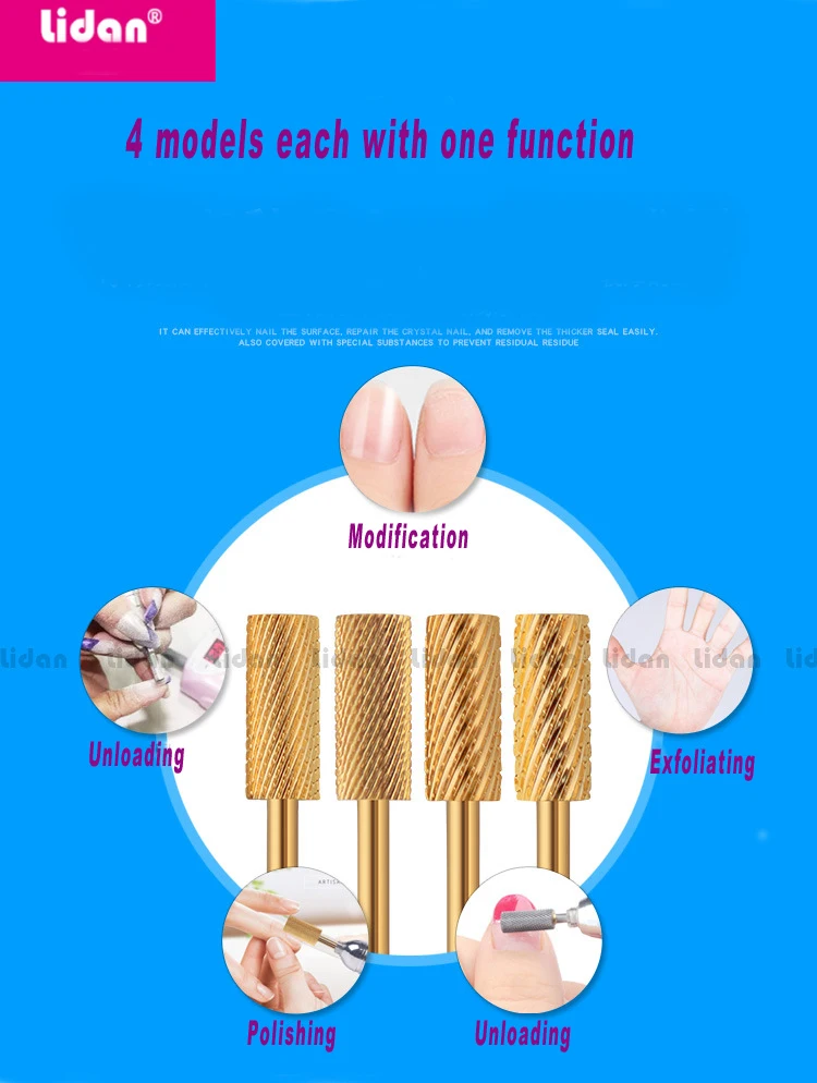 4 типа золотые вольфрамовые стальные сверла для электрической дрели фрезы ногтей