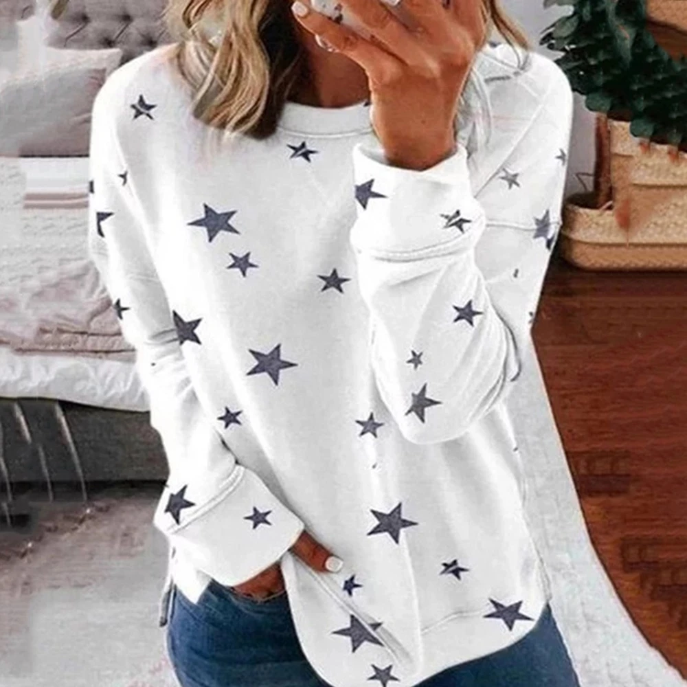 

Women Hoodies Star Print Autumn Fashion Sweatshirt Casual Long Sleeve O-Neck Women 2020 Harajuku Loose Hoodie Tops Plus Size