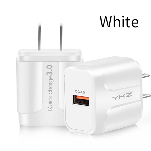 White US Plug YKZ зарядное устройство для мобильного телефона Быстрая зарядка QC 3,0 4,0 18 Вт Быстрая зарядка ЕС США вилка адаптер настенное USB зарядное устройство для iPhone samsung Xiaomi - Тип штекера: White US Plug