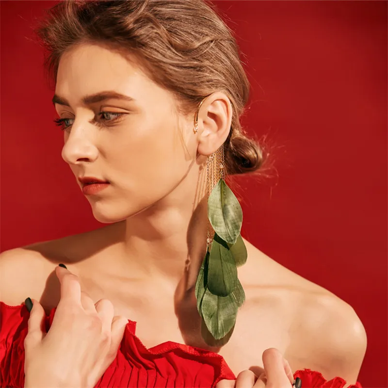 

Bohemia Temperament Of Restoring Ancient Ways Tassel Long Feathered Ears Hanging Earrings Female Party Accessories Jewelry Gifts