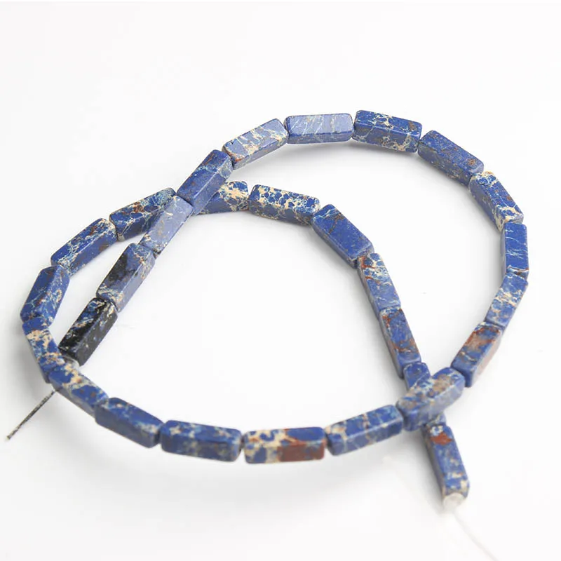 LanLi, модные ювелирные изделия, 4x13 мм, прямоугольные натуральные камни, бусы, сделай сам, для мужчин и wo мужчин, браслет, ожерелье, серьги-гвоздики, аксессуары для изготовления - Цвет: qing jing se