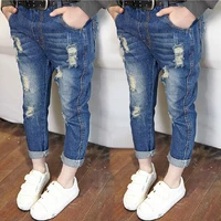 girls boys pants baby jeans autumn clothes 2021 new kids holes trousers childrens clothing 2 10t
