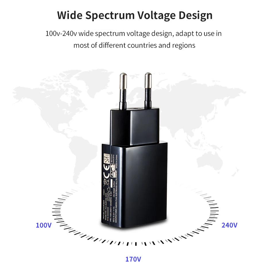 

5V 1A AC USB Port Power Wall Phone Charger Adapter Travel EU Plug For iPhone X 8 7 Samsung S9 Smartphone 20pcs/lot